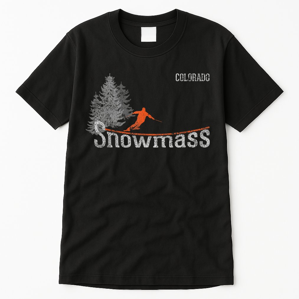 Funny Retro Snowmass Colorado Distressed Skiing Tall T-Shirt