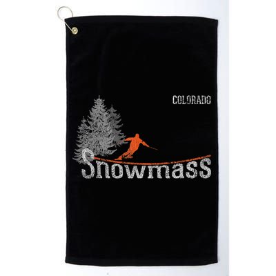 Funny Retro Snowmass Colorado Distressed Skiing Golf Towel