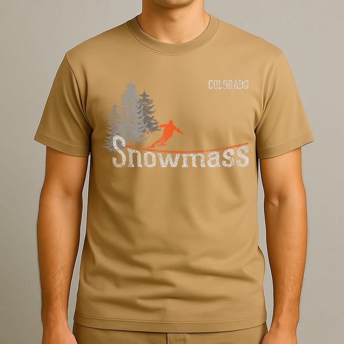 Funny Retro Snowmass Colorado Distressed Skiing T-Shirt