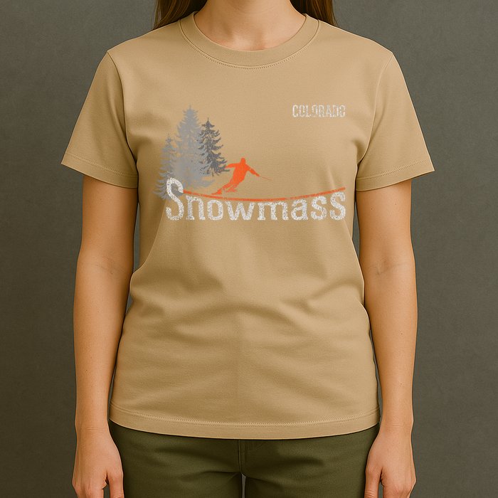 Funny Retro Snowmass Colorado Distressed Skiing T-Shirt