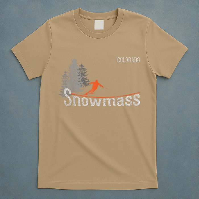 Funny Retro Snowmass Colorado Distressed Skiing T-Shirt