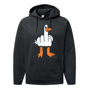 Funny Rude Seagull Performance Fleece Hoodie