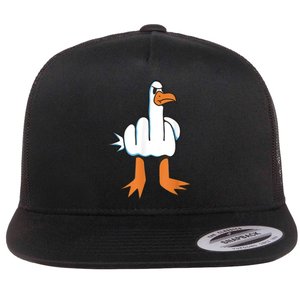 Funny Rude Seagull Flat Bill Trucker Hat