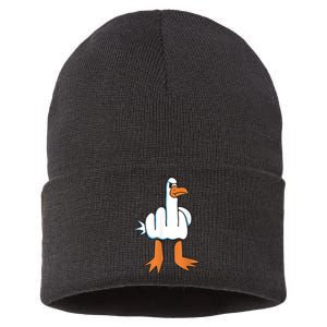 Funny Rude Seagull Sustainable Knit Beanie