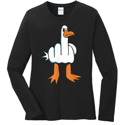 Funny Rude Seagull Ladies Long Sleeve Shirt