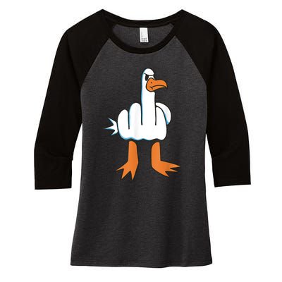 Funny Rude Seagull Women's Tri-Blend 3/4-Sleeve Raglan Shirt