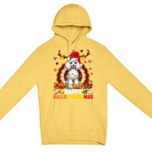 Funny Reindeer Santa Turkey Poodle Dog Happy Hallothanksmas Gift Premium Pullover Hoodie