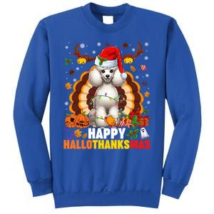 Funny Reindeer Santa Turkey Poodle Dog Happy Hallothanksmas Gift Sweatshirt