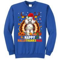 Funny Reindeer Santa Turkey Poodle Dog Happy Hallothanksmas Gift Sweatshirt