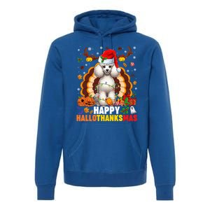 Funny Reindeer Santa Turkey Poodle Dog Happy Hallothanksmas Gift Premium Hoodie