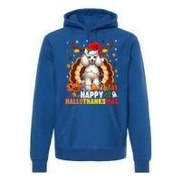 Funny Reindeer Santa Turkey Poodle Dog Happy Hallothanksmas Gift Premium Hoodie