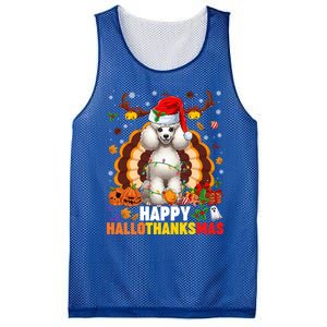 Funny Reindeer Santa Turkey Poodle Dog Happy Hallothanksmas Gift Mesh Reversible Basketball Jersey Tank