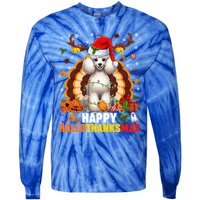 Funny Reindeer Santa Turkey Poodle Dog Happy Hallothanksmas Gift Tie-Dye Long Sleeve Shirt