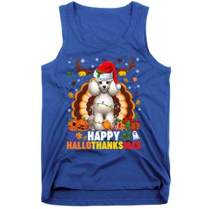 Funny Reindeer Santa Turkey Poodle Dog Happy Hallothanksmas Gift Tank Top