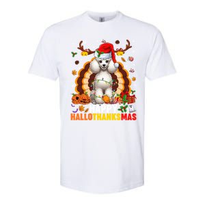 Funny Reindeer Santa Turkey Poodle Dog Happy Hallothanksmas Gift Softstyle CVC T-Shirt