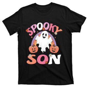 Family Retro Spooky Son Groovy Retro Halloween Ghost Pumpkin Costume Gift T-Shirt