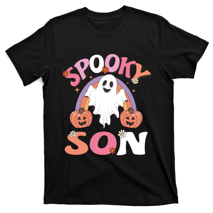 Family Retro Spooky Son Groovy Retro Halloween Ghost Pumpkin Costume Gift T-Shirt