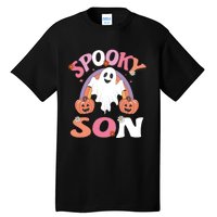 Family Retro Spooky Son Groovy Retro Halloween Ghost Pumpkin Costume Gift Tall T-Shirt