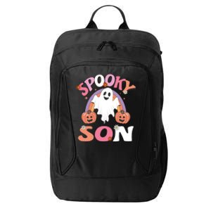 Family Retro Spooky Son Groovy Retro Halloween Ghost Pumpkin Costume Gift City Backpack