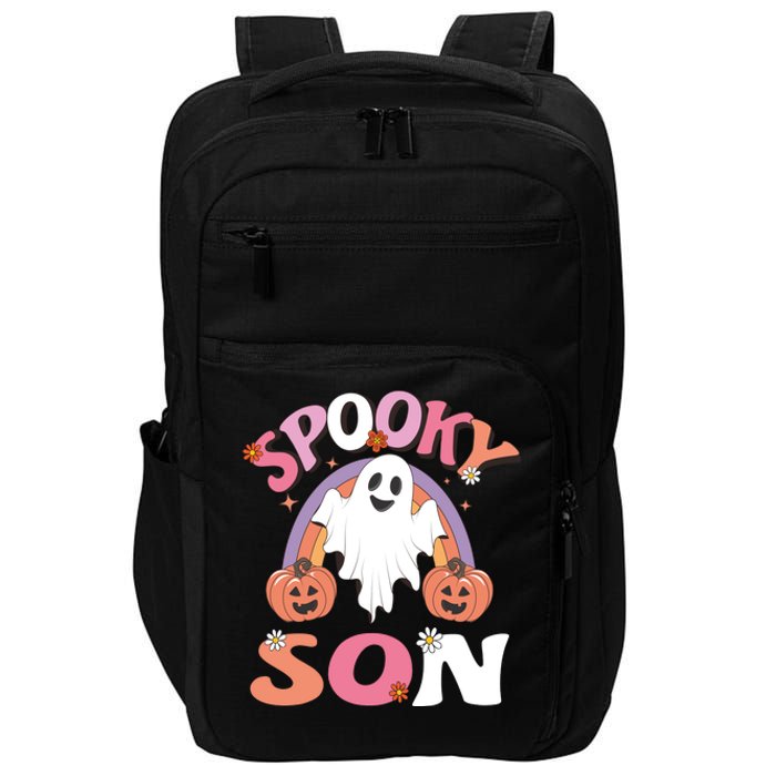 Family Retro Spooky Son Groovy Retro Halloween Ghost Pumpkin Costume Gift Impact Tech Backpack