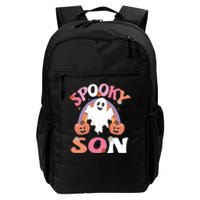 Family Retro Spooky Son Groovy Retro Halloween Ghost Pumpkin Costume Gift Daily Commute Backpack