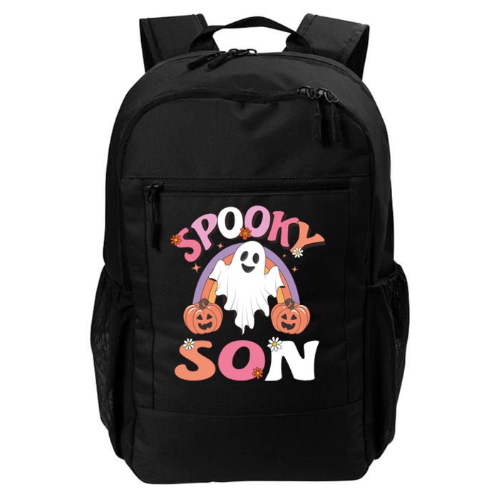 Family Retro Spooky Son Groovy Retro Halloween Ghost Pumpkin Costume Gift Daily Commute Backpack