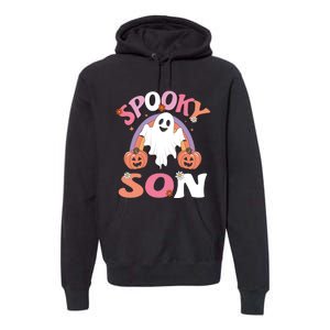 Family Retro Spooky Son Groovy Retro Halloween Ghost Pumpkin Costume Gift Premium Hoodie