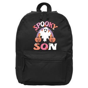 Family Retro Spooky Son Groovy Retro Halloween Ghost Pumpkin Costume Gift 16 in Basic Backpack