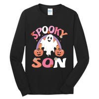 Family Retro Spooky Son Groovy Retro Halloween Ghost Pumpkin Costume Gift Tall Long Sleeve T-Shirt