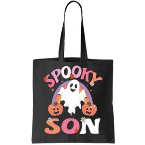 Family Retro Spooky Son Groovy Retro Halloween Ghost Pumpkin Costume Gift Tote Bag