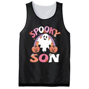 Family Retro Spooky Son Groovy Retro Halloween Ghost Pumpkin Costume Gift Mesh Reversible Basketball Jersey Tank