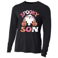 Family Retro Spooky Son Groovy Retro Halloween Ghost Pumpkin Costume Gift Cooling Performance Long Sleeve Crew