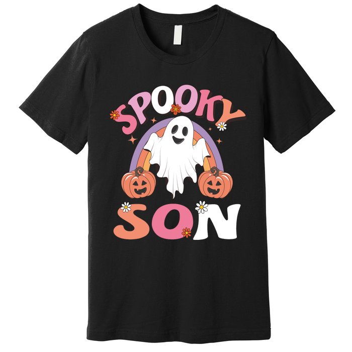 Family Retro Spooky Son Groovy Retro Halloween Ghost Pumpkin Costume Gift Premium T-Shirt