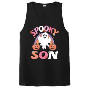 Family Retro Spooky Son Groovy Retro Halloween Ghost Pumpkin Costume Gift PosiCharge Competitor Tank