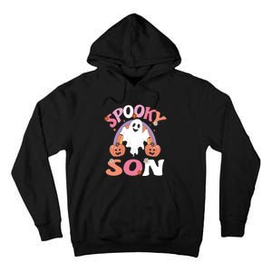 Family Retro Spooky Son Groovy Retro Halloween Ghost Pumpkin Costume Gift Tall Hoodie