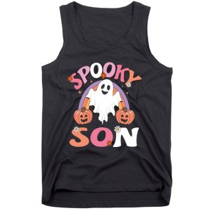 Family Retro Spooky Son Groovy Retro Halloween Ghost Pumpkin Costume Gift Tank Top