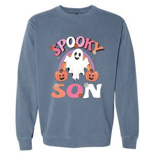 Family Retro Spooky Son Groovy Retro Halloween Ghost Pumpkin Costume Gift Garment-Dyed Sweatshirt