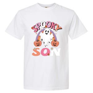 Family Retro Spooky Son Groovy Retro Halloween Ghost Pumpkin Costume Gift Garment-Dyed Heavyweight T-Shirt