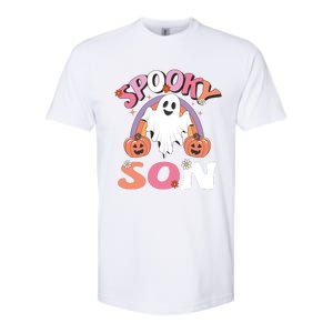 Family Retro Spooky Son Groovy Retro Halloween Ghost Pumpkin Costume Gift Softstyle CVC T-Shirt