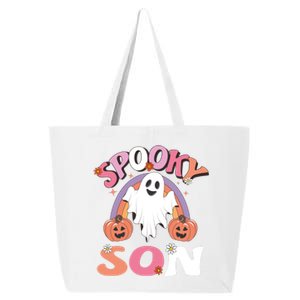 Family Retro Spooky Son Groovy Retro Halloween Ghost Pumpkin Costume Gift 25L Jumbo Tote