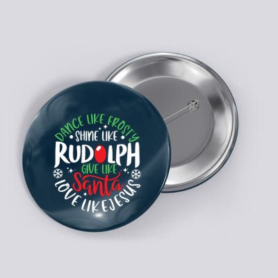 Frosty Rudolph Santa Love Like Jesus Christmas Pajama Xmas Button