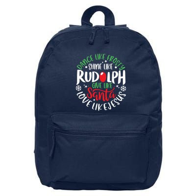Frosty Rudolph Santa Love Like Jesus Christmas Pajama Xmas 16 in Basic Backpack