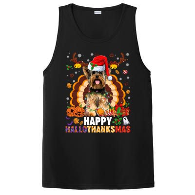 Funny Reindeer Santa Turkey Yorkie Dog Happy Hallothanksmas Gift PosiCharge Competitor Tank