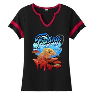 Fishing Red Snapper Ladies Halftime Notch Neck Tee