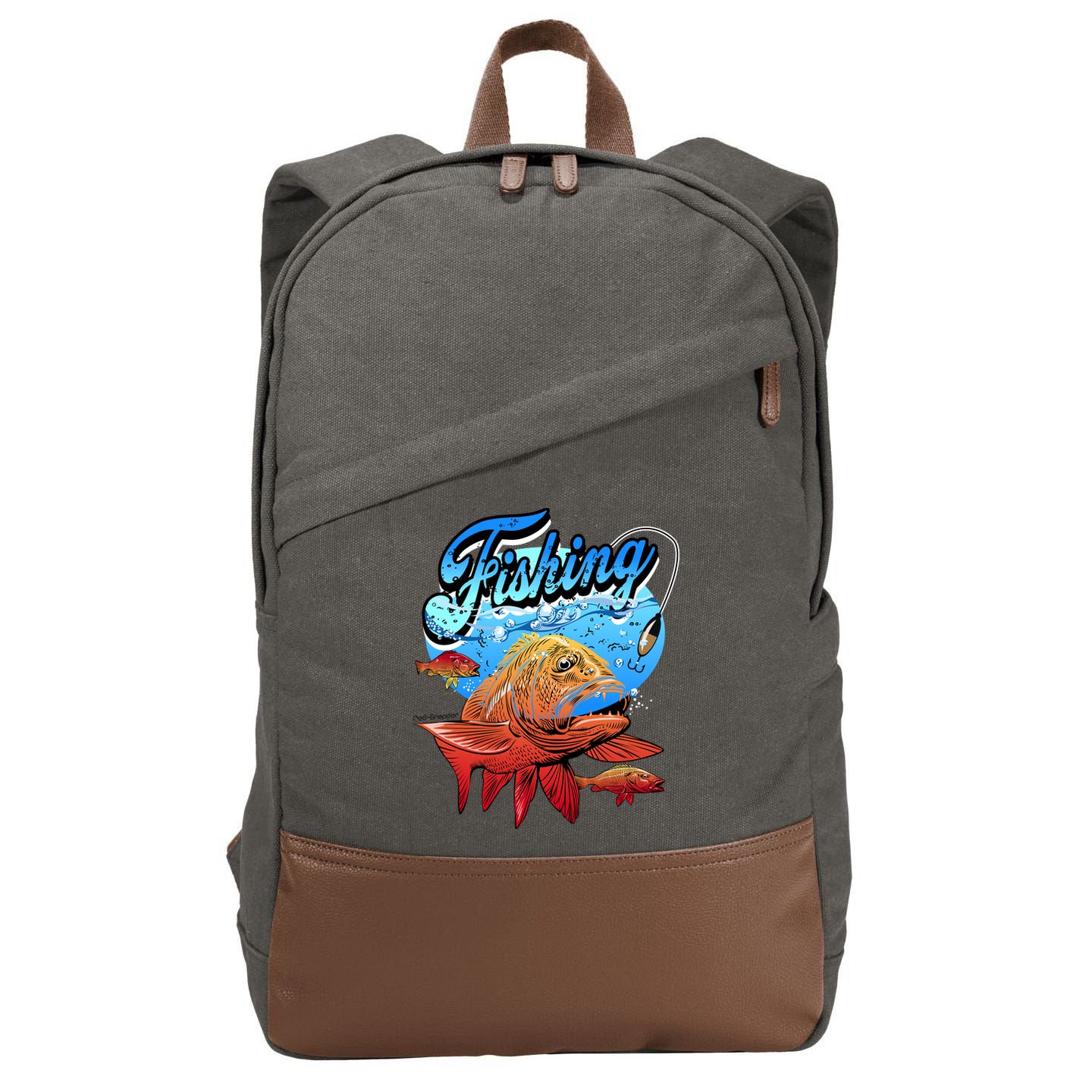 Fishing Red Snapper Cotton Canvas Backpack