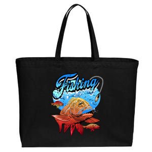 Fishing Red Snapper Cotton Canvas Jumbo Tote