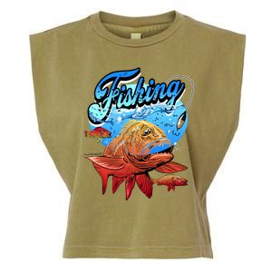 Fishing Red Snapper Garment-Dyed Women's Muscle Tee