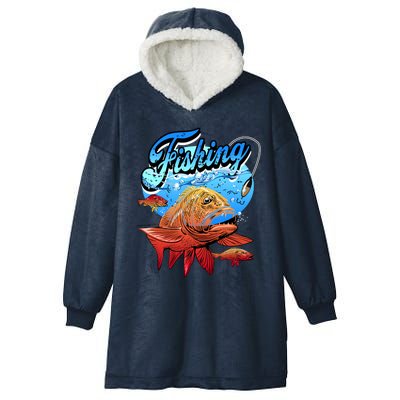 Fishing Red Snapper Hooded Wearable Blanket