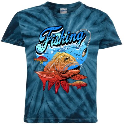 Fishing Red Snapper Kids Tie-Dye T-Shirt