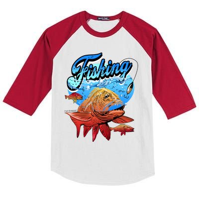 Fishing Red Snapper Kids Colorblock Raglan Jersey